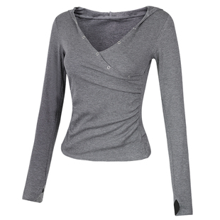 岚纹连帽健身瑜伽服女跑步长袖设计感普拉提运动上衣秋冬训练罩衫