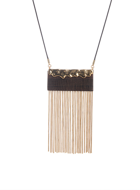 鎏金垂缕檀木流苏平安如意女项链