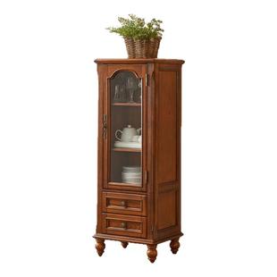 美式实木酒柜玻璃装饰柜展示柜 欧式单门电视边柜靠墙客厅小立柜