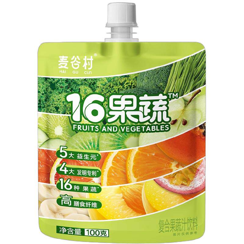 麦谷村16果蔬液体沙拉蔬菜果汁膳食纤维饮料代餐主食羽衣甘蓝袋装