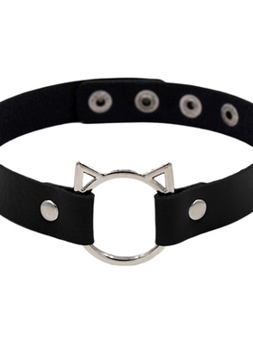 日系jk软妹暗黑PU猫咪项圈颈带