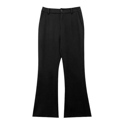 NAZ那子大码秋冬新款高腰显瘦胖mm黑色加绒微喇裤直筒时尚休闲裤