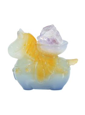 水晶仿玉小马盲盒招财摆件