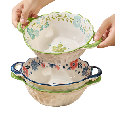 高颜值网红陶瓷双耳汤碗泡面碗