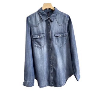 2025秋装新款天丝牛仔衬衫外套女装休闲高级感衬衣休闲宽松薄上衣