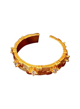 中古vintage锆石花朵戒指小众感食指戒时尚复古百搭手饰工厂