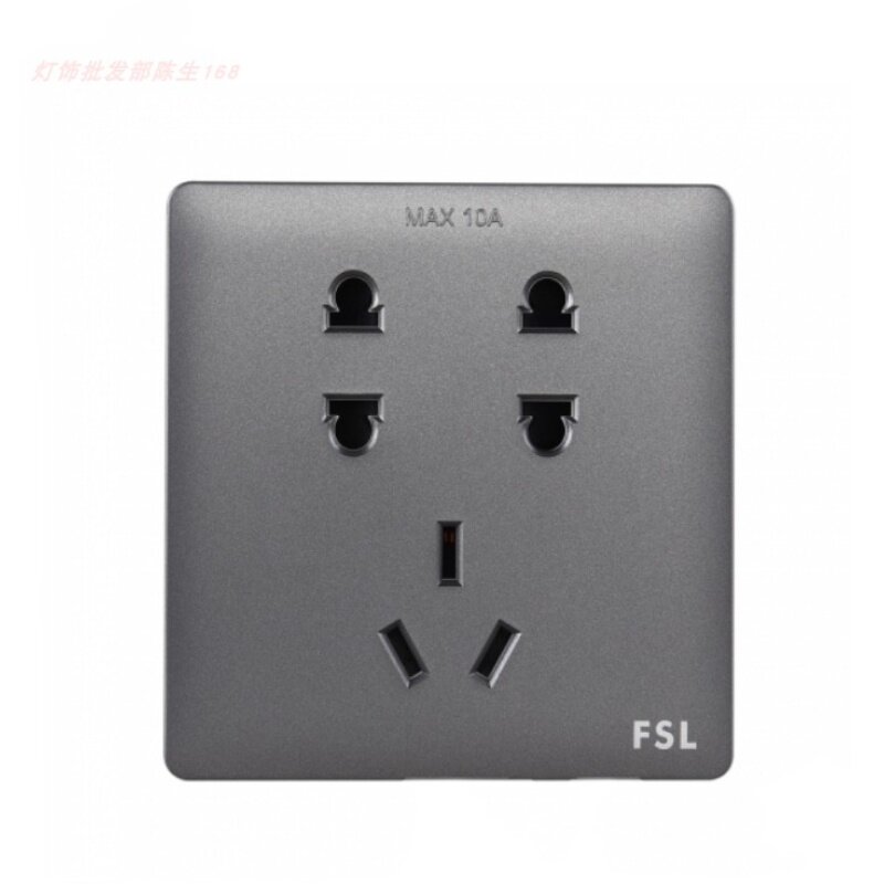 FSLF31灰色开关插座86型家用银灰色一开usb五孔暗装墙壁面板双联