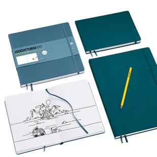 LEUCHTTURM1917德国灯塔笔记本A4随身速写本A5硬皮手绘画美术学生用素描本180g加厚画纸画画专用空白本