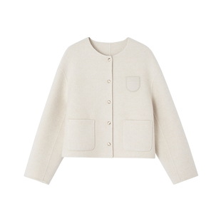 【商场同款】indicia标记25冬新羊绒羊毛小香风短大衣F2D5DY526C