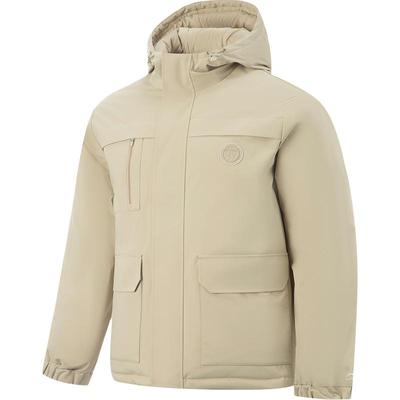 李宁防泼水宽松连帽男短羽绒服