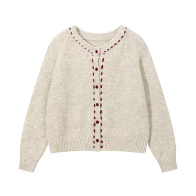 软糯加厚圆领毛衣女秋冬2025新款设计感慵懒大码内搭针织开衫上衣