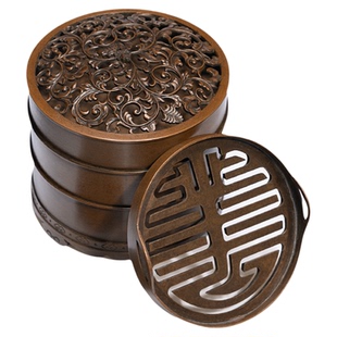 庆松堂苏工铜炉名家胡庆松制素面园艺雕紫铜复古炉香道打篆熏香炉