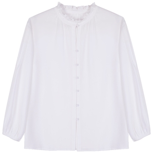 Lavinia白色衬衫女木耳边小立领设计雪纺上衣春秋新款J41C116