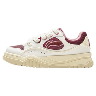 李宁布欧休闲鞋女鞋2025新款板鞋圆头滑板鞋低帮运动鞋AGCV464