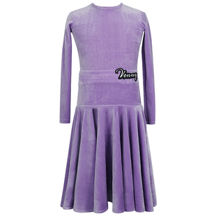 薇妮拉丁舞比赛服女儿童秋冬无鱼骨女童舞裙丝绒新款国标舞规定服