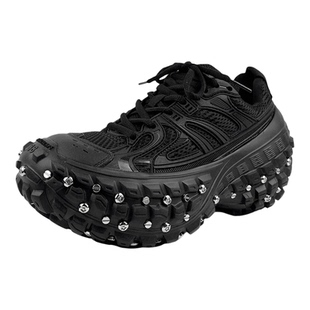 两点浪漫网红榴莲底轮胎柳钉巴黎老爹鞋男女9CM厚底增高坦克潮鞋