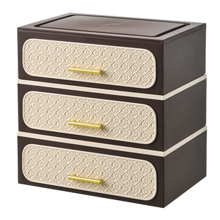 抽拉式桌面收纳盒大容量多层叠加整理箱家用储物盒玄关化妆品收纳