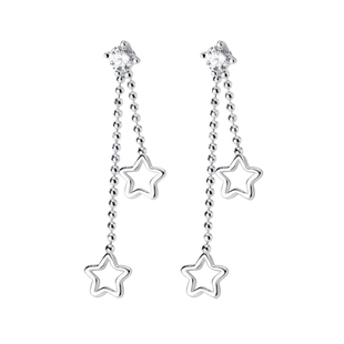 猫蛰S925纯银星星光珠流苏耳坠甜美精致耳钉送女友生日礼物耳饰品