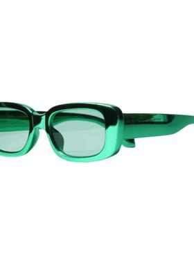 电镀设计亮色长方形小众近视墨镜