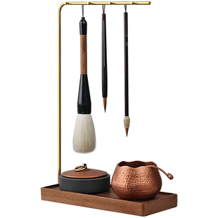 山百集毛笔挂架悬挂式毛笔架毛笔实木书法免洗毛笔笔架收纳文昌笔