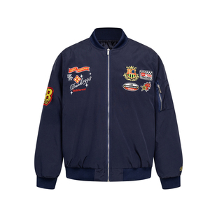 DHSS美式复古徽章刺绣飞行夹克男女宽松夹棉春季高街百搭休闲外套