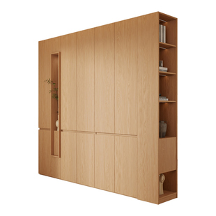 定制橡木全实木鞋柜家用门口收纳柜一体靠墙入户玄关门厅储物高柜