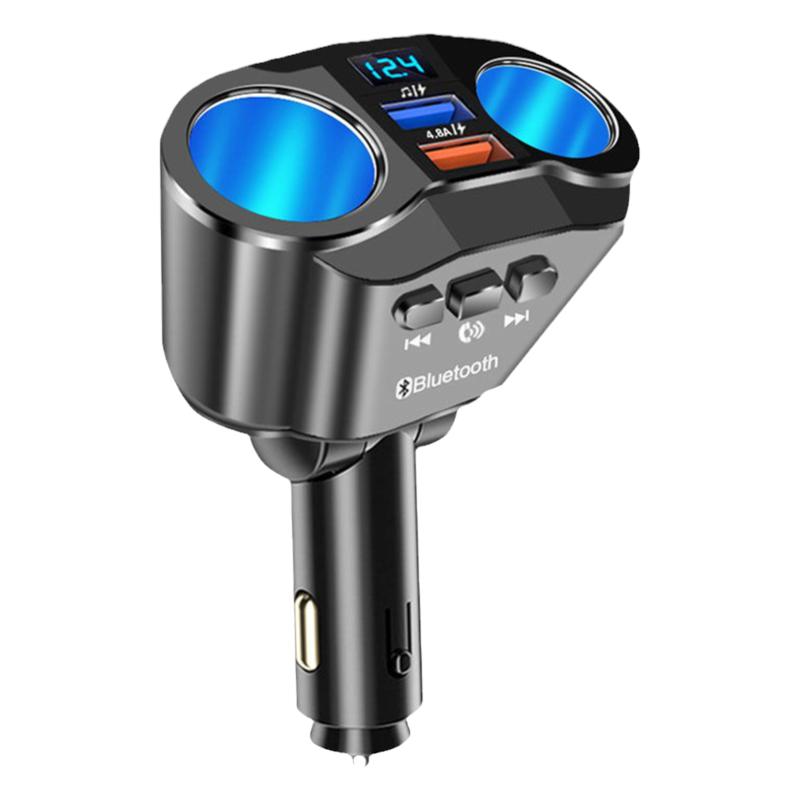 车载蓝牙充电器座多功能快充一拖二点烟器转换头音乐U盘MP3播放器