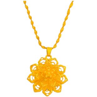 越南沙金项链款纯金色锁骨链镀金仿真假黄金吊坠久不褪色首饰品