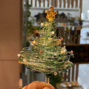 玻璃拉丝圣诞树桌面摆件淄博装饰品圣诞节礼物礼盒送男女朋友琉璃