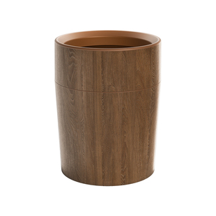 欧尼优复古仿木纹垃圾桶客厅家用新款大号大容量中古风轻奢垃圾桶