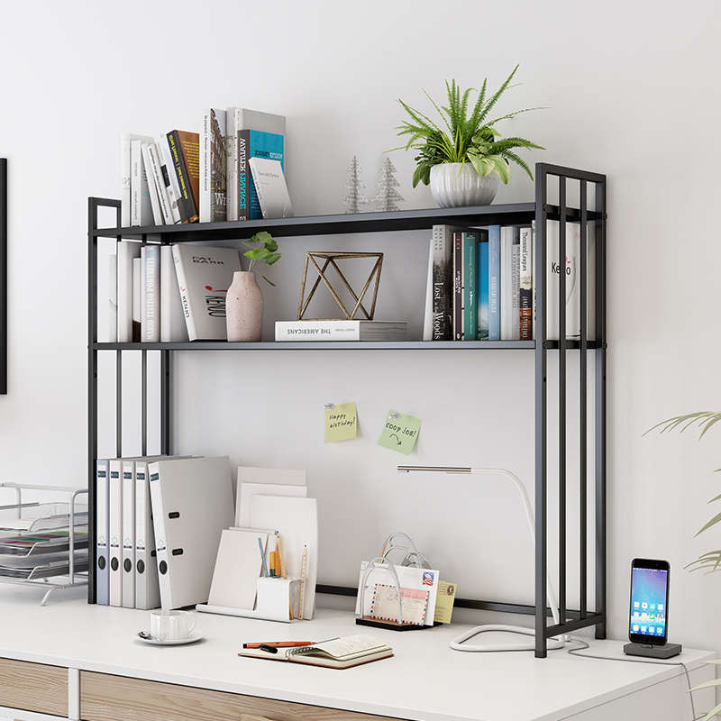 云仲森桌面铁艺书架办公书桌置物架金属多层架子学生电脑桌收纳架