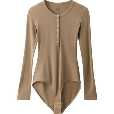 STW长袖圆领高弹力女士连体衣