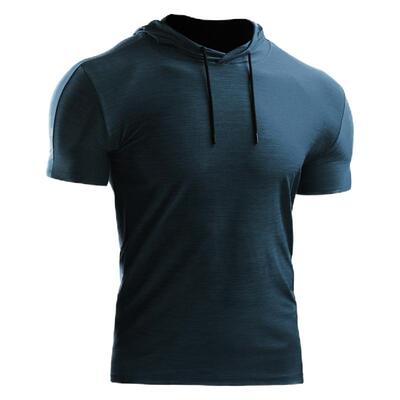 短袖健身服涤纶速干连帽宽松男