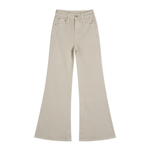 王家有鱼加绒爆款浅色系牛仔裤秋冬新款时尚微喇裤显瘦气质裤子女