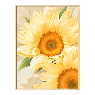 向日葵太阳花数字油画diy填充涂色手工绘治愈花卉丙烯油彩装饰画