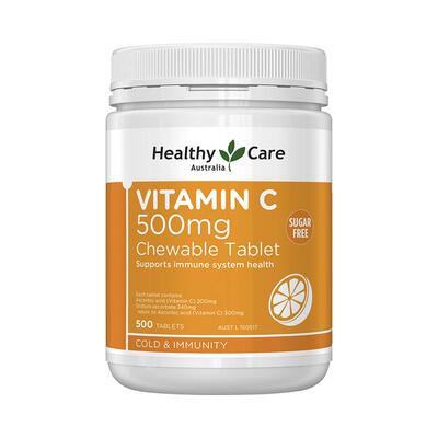 HealthyCare澳洲进口无糖维生素C咀嚼儿童成人焕白亮肤淡斑500粒