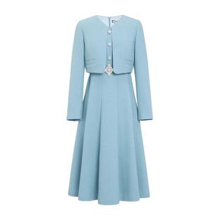 朗姿/MOJO莫佐假两件小香风连衣裙2024年新款早秋优雅气质修