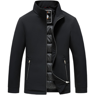 雪中飞男士羽绒服短款立领爸爸装简约干练百搭秋冬轻暖鹅绒服外套