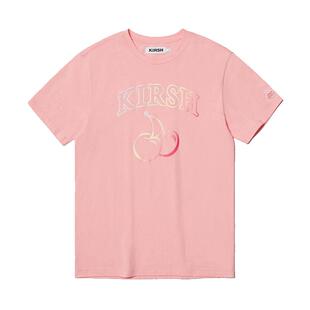 樱桃KIRSH 植物系长款渐变logo印花短袖T恤女少女韩版休闲半袖潮