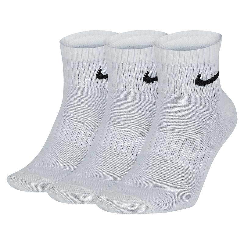NIKE耐克男女袜低帮白色运动袜休闲训练短袜3双装袜子SX7677-100