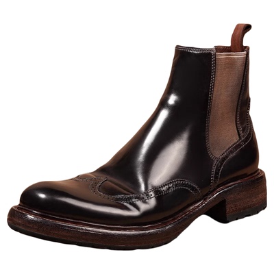 英伦切尔西靴布洛克雕花马臀皮靴