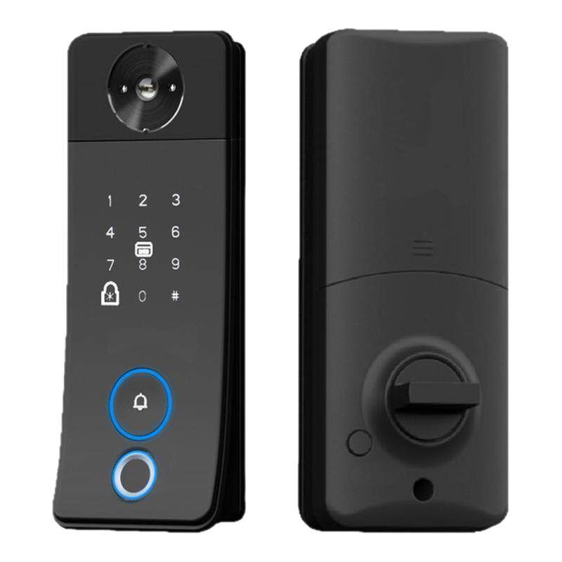 涂鸦wifi家用可视猫眼抓拍锁 美式呆锁远程密码刷卡指纹智能锁
