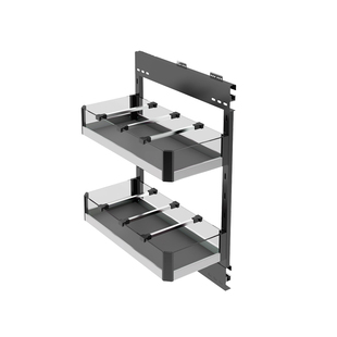 米司库厨房橱柜窄柜拉篮太空铝玻璃抽屉式侧拉小调味篮夹缝置物架