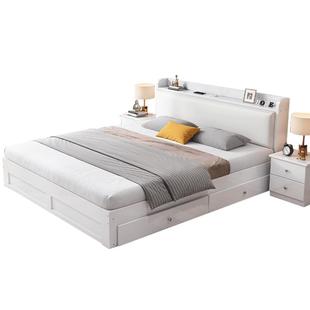 实木床现代简约小户型1米2单人床新款储物家用原木落地1米8双人床