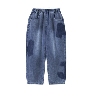 漫画家【软软牛仔】儿童牛仔裤夏新品轻薄透气宽松廓形牛仔长裤男