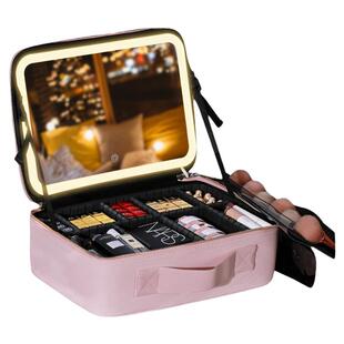 高端带灯化妆箱带镜LED灯化妆包女2025新款便携旅行大容量收纳盒