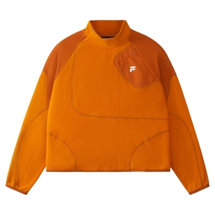 赵露思同款FILA FUSION斐乐套头卫衣女2025冬新款摇粒绒针织上衣