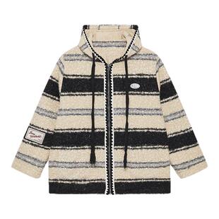 ics丨iconslab圈圈条纹毛呢卫衣情侣秋冬情侣男女同款开衫外套