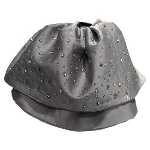 轻奢时尚点钻灰色大裙摆马尾夹气质精致优雅女后脑勺半扎发夹抓夹