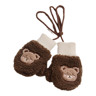 儿童保暖手套冬天男童毛绒连指手套1-3岁女童婴儿宝宝手套秋冬季